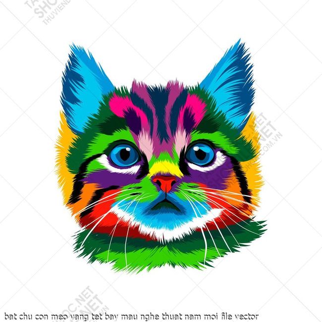 bat chu con meo vang tet bay mau nghe thuat nam moi file vector